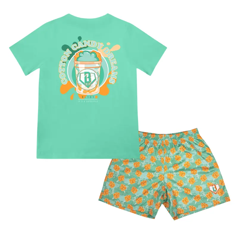 Baseball Lifestyle 101 Tangerine Freeze Home Run Sugar Youth Shorts And Tee Set