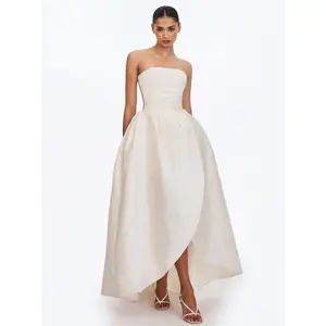 Tomika Ivory Jacquard Dipped Hem Wedding Gown
