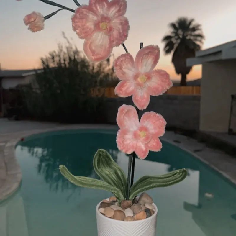 Pink and White Orchids Pipe Cleaner Art Home Decor Perfect Gift for Home Decor Enthusiasts