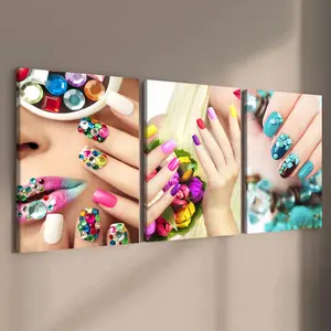Wooden Framed Canvas Nail Art Poster, 3 Counts/set Creative Modern Decoration, Modern Art Wall Decoration, Home Decoration Poster, Room Mural, Bedroom Wall Decor