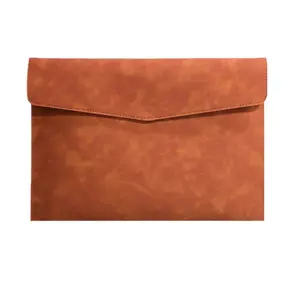 A4 Leather Document Bag – Business File Organizer, Snap Button, Waterproof, Large Capacity, Handheld – for Office & Meeting