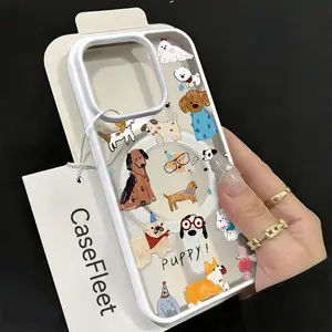 Cute Puppy Pattern Phone Case，Whimsical Dog Lover Style for iPhone 17 16 15 14 13 12 11 Plus Pro Max Gift.