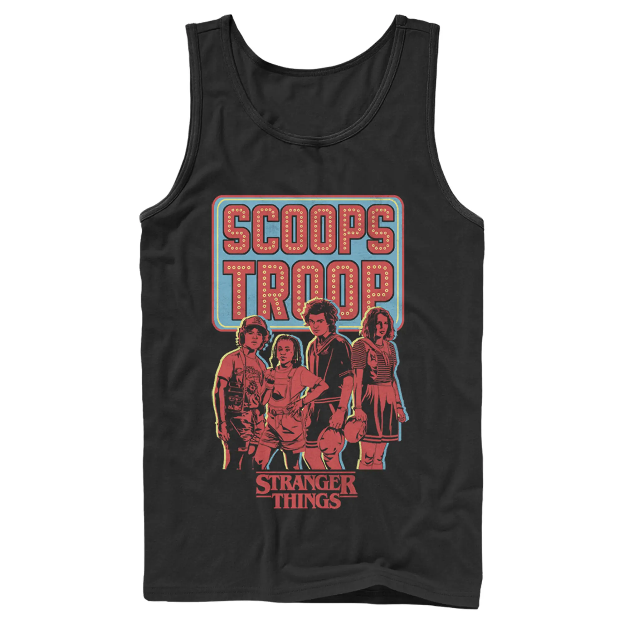 Men's Stranger Things Scoops Troop Character Pose Tank Top