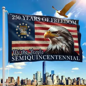 250 Years Of Freedom Flag Semiquincentennial 1776-2026 American Eagle Statue of Liberty Patriotic Home Decor Wall Hanging Independence Day Gift