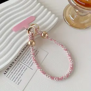 [Wbs] ONLYSELL 1PC Exquisite mobile phone chain lanyard burst flash ins dopamine lanyard new summer color wrist flash diamond hand rope niche high sense Phone Wrist Strap