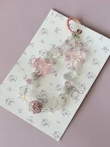Crystal Glass Phone Chain Bracelet Bag Charm Keychain Cellphone with Quality Beads and Clear PVC Tether
