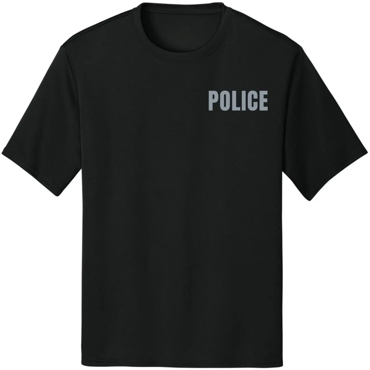 Men's Police Uniform Performance Tee - 100% Polyester Fabric, Moisture-Wicking, Quick-Dry Menswear Apparel for Officers, Sweat-Resistant, Graphic-Ready Work Shirt, Shortsleeve, Breathable, Outdoor, Round Neck, T-Shirt, Crew Neck