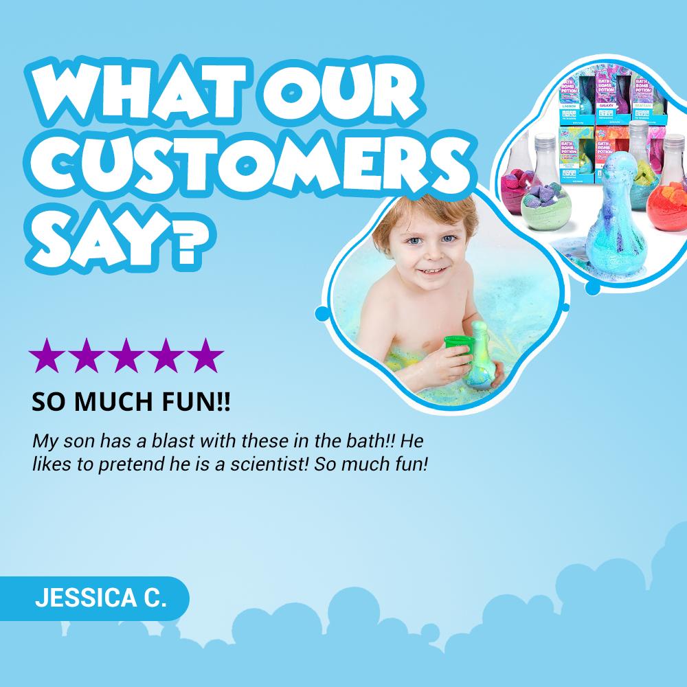 Kids Bath Bomb Potion – 6-Pack Fizzing, Foaming & Bubbling Bath Bombs for Toddlers & Kids – Colorful, Erupting Bath Toy Set for Interactive Tub Time Fun – Non-Toxic, Kid-Safe Ingredients – Sensory Play & STEM-Inspired Bath Experience