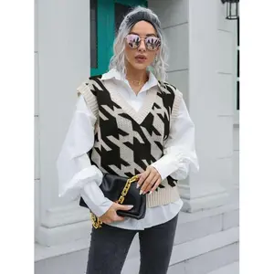 Houndstooth V-Neck Sweater Vest