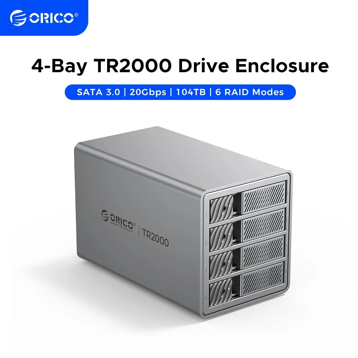 ORICO USB 3.0 4-Bay Hard Drive Enclosure, Aluminum Alloy Frame External Direct Attached Storage (Up to 88TB Total, 22TB Per Drive) with Tray-Less Design, Safety Locks for 3.5 inch SSDs/HDDs - Compatible with Linux, Desktop - 9848U3, 22 Tb, Trayless