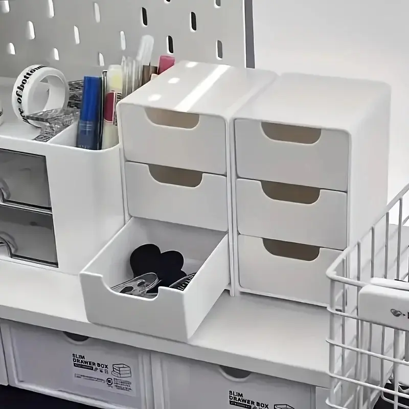 Chic 3-Tier Desk Organizer with Drawers - Ideal for Office Supplies Jewelry & Cosmetics Storage - Portable Divider Box - Versatile Storage Solution