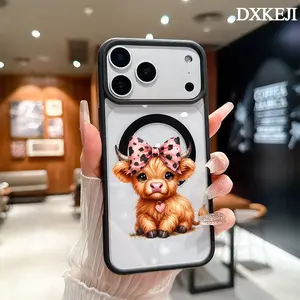 Cute Baby Highland Cow Pattern Magnetic MagSafe Phone Case for iPhone 17 Air/16 Pro Max 15 Pro 14 13 12 11 Plus Shockproof Slim Protective Cover Casing