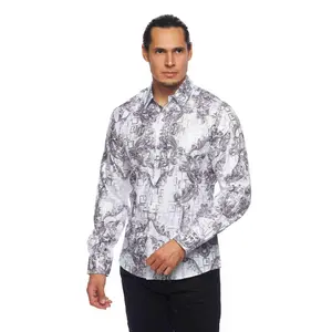 Mens Luxury Brand Printed Silk Like Shirts-HLS2002L-516