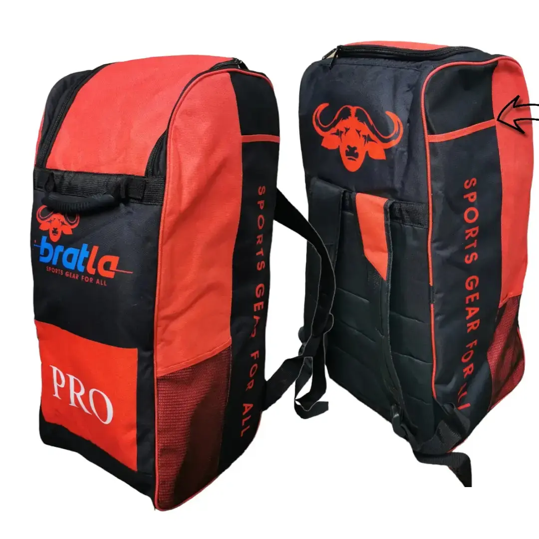 Bratla Pro Cricket Kit Bag Duffle for Junior Cricketers Black/Red