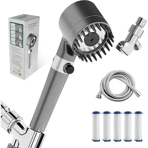 Filtered Shower Head with Handheld,High Pressure Shower Heads 3 Spray Modes with ON/OFF Switch,Power Wash for Bathroom Cleaning,with Stainless Steel Hose/Bracket/Cotton Filters Massage Handheld Shower brush massaging outdoorfun bean blaster