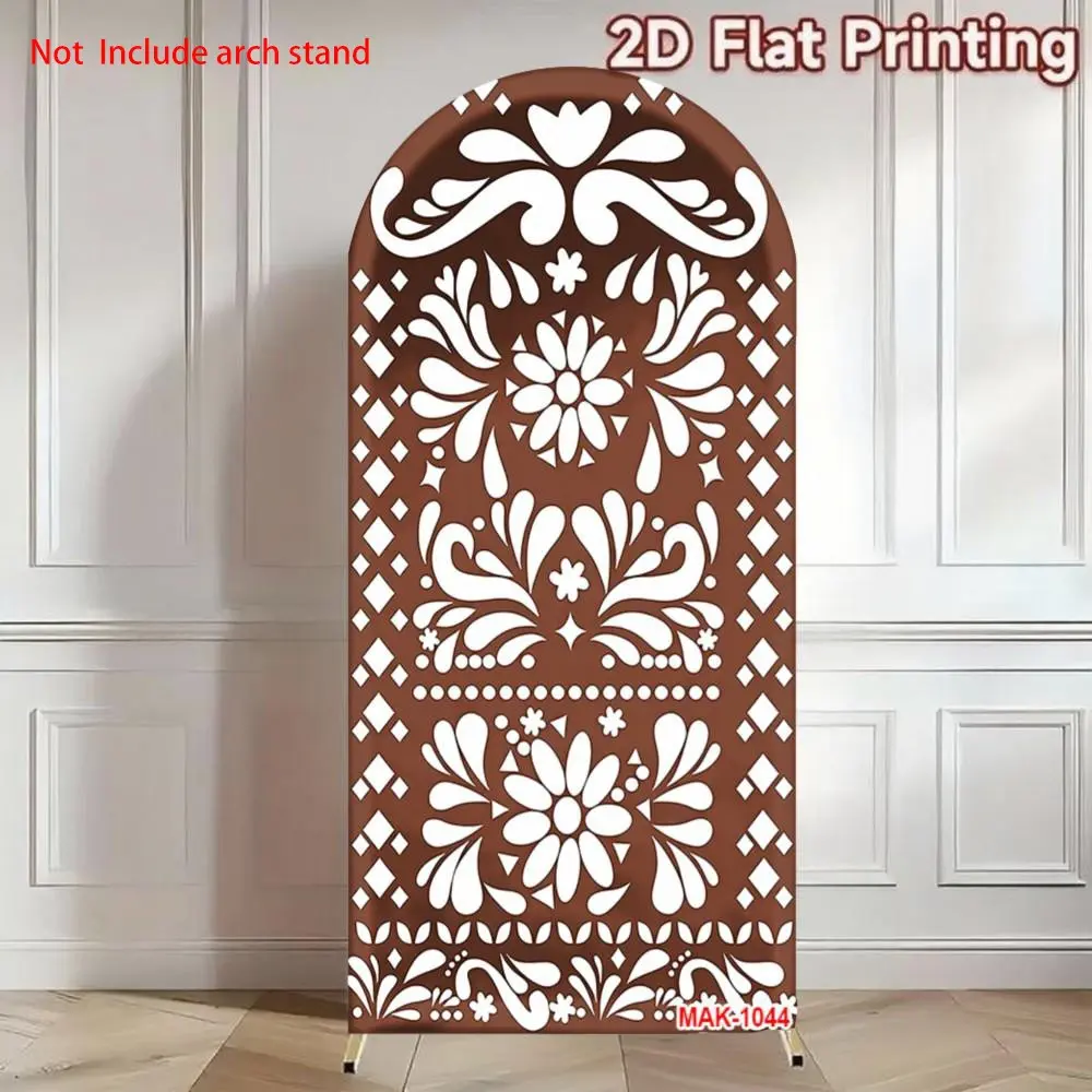 Custom 2-Sided Brown Mexican Fiesta Birthday Party Bride Shower Wedding Covers Chiara Arch Background Decor Backdrop Festive Photo Backdrop Photo Photo Backdrops Party Decoration Supplies Arch Backdrop Banners Event Props
