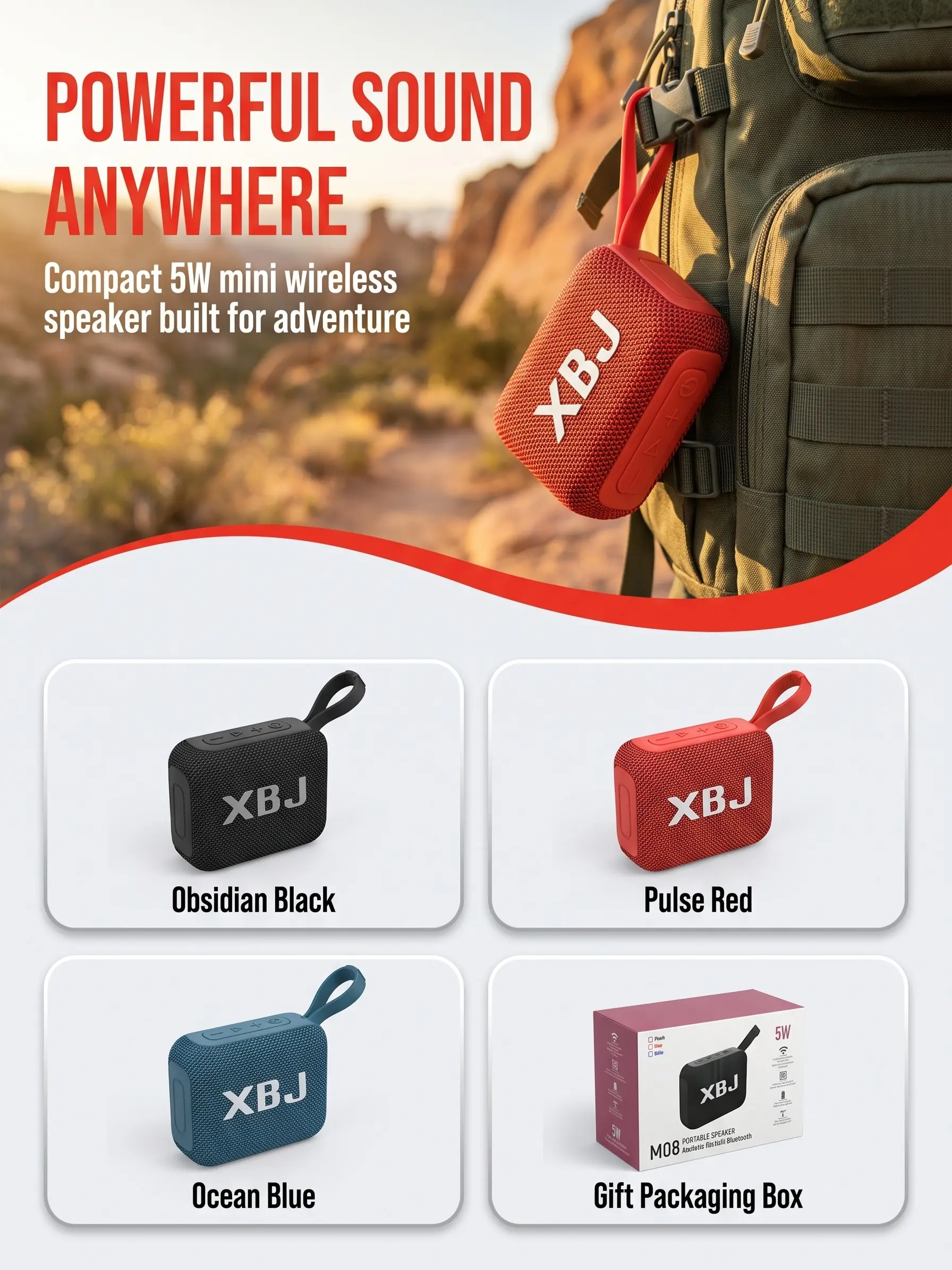 XBJ M08 Mini Bluetooth Speaker, Loud Sound, Portable for Phones & Electronics Audio Needs, Speakers, Bluetooth Speakers