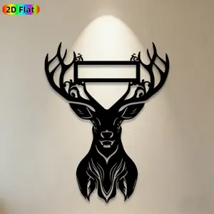 1pc Deer Head Metal Wall Art, Majestic Deer Head Statue Mural, Ideal Gift for Christmas, New Year, Wildlife Decor Enthusiasts, Rust-Resistant Metal Wall Decor Wall Sculptures, Perfect for Living Room Wall & Garden Fence, Unique Home & Outdoor Decor Accent