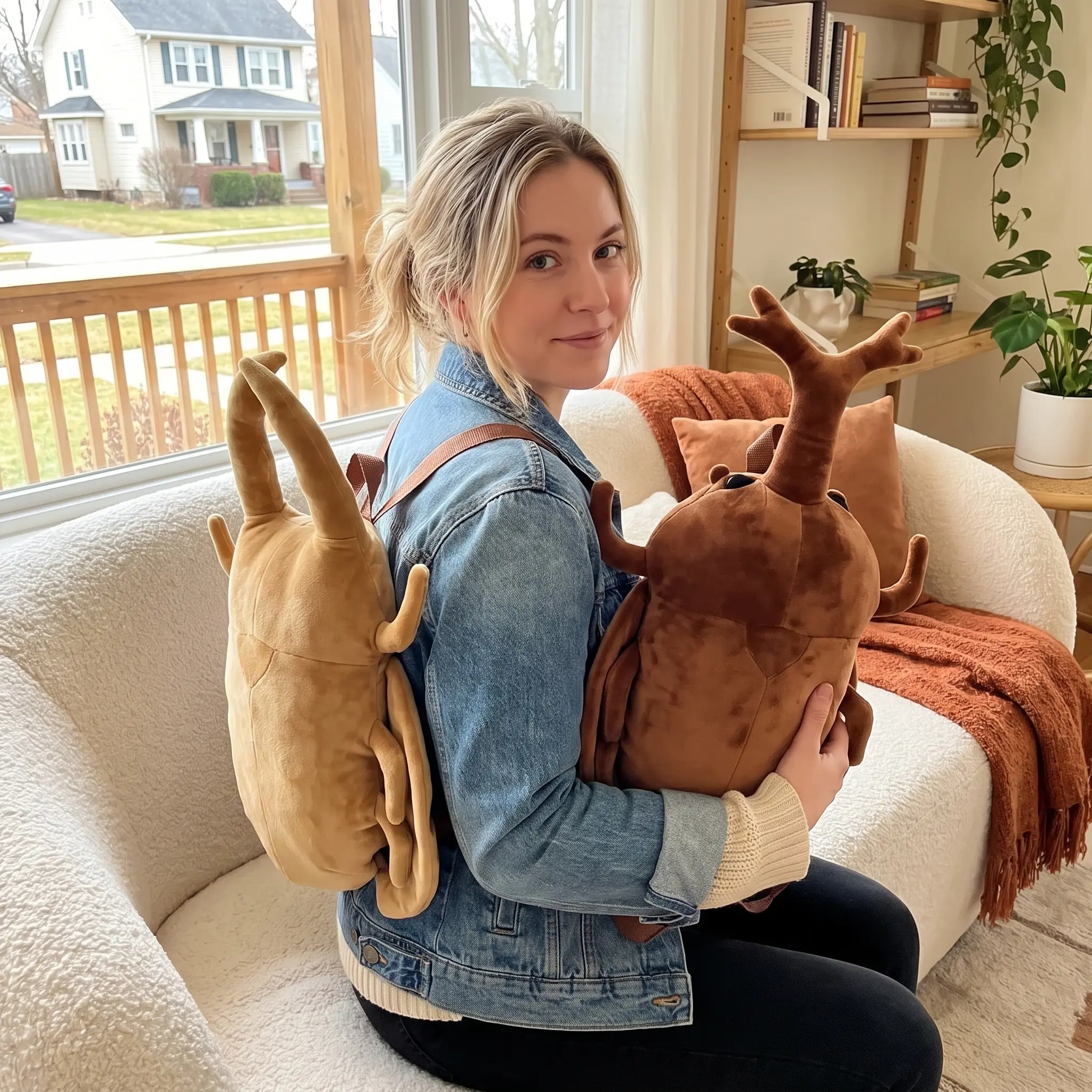 Plush Beetle And Mantis Backpack, Insect Shaped Stuffed Bag For Children, Teens And Insect Lovers Gift Use Backpack