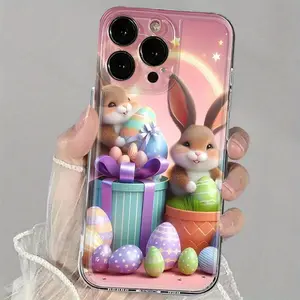 Easter bunny and egg pattern, drop-proof and non-slip TPU full-coverage phone case for iPhone 17, 16, 15, 14, 13, 12, 11, XS, X series and other models. Makes a great gift for friends or family.