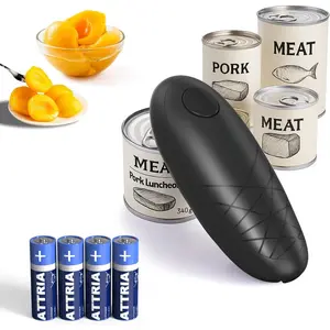 Electric Can Opener, - Automatic Can Opening with Smooth Edges,  Safety Handheld -Operated Can Opener for Kitchen and Seniors, Black
