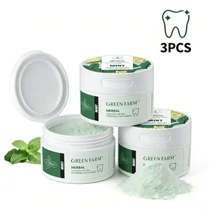 Green Farm Herbal Teeth Natural Remineralizing Tooth Powder 3-Pack (150g)-Reduce Stains, Enamel Protection, Fluoride-Free,oral whiteningWhitening Powder for Sensitive Gums 50g - Enamel Protection, Fluoride-Free,Anti-Bacterial Mint for Fresh Breath