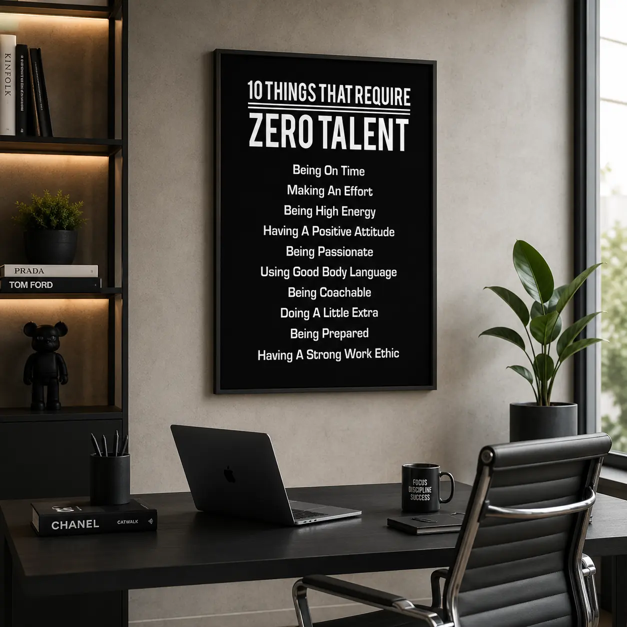 "10 Things That Require Zero Talent Motivational Canvas Print – Perfect for Home, Office, Gym, or Classroom Décor!"