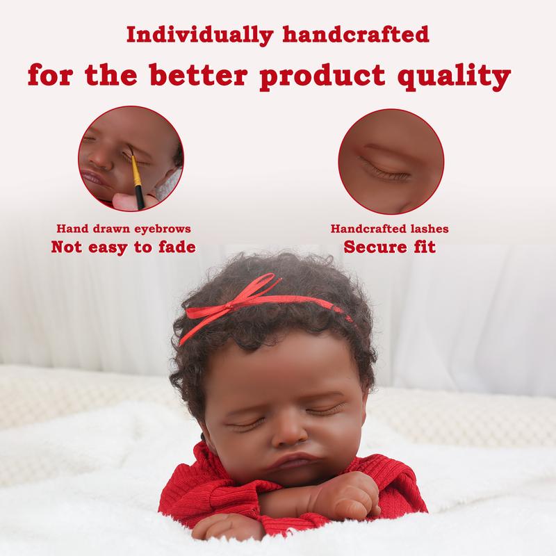 [WOOROY] Reborn Baby Doll - 20 In Black & Brown Skin & African American Skin Doll Rosalie, Soft Cloth Body, Short Curly Hair, Birthday & Christmas Gift for Kids 3+ Reborndolls