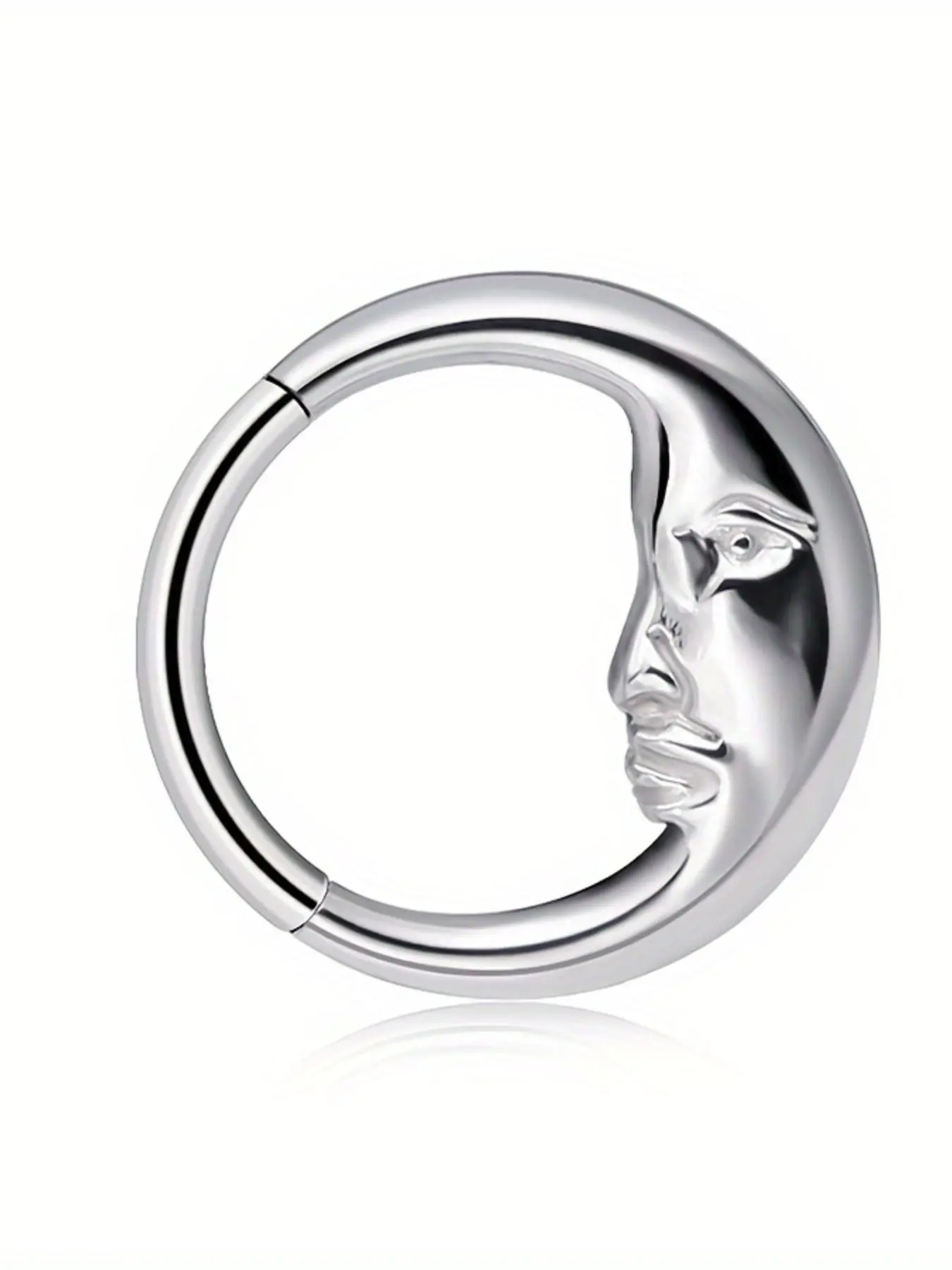 Stainless Steel Moon Man Body Piercing Jewelry Set, 8-10mm Membrane Clicker Ring, Nose Lip Ear Cartilage Hoop, Septum Pierced Ring, Nose Ring Hoops, Unisex Fashion Accessories, Nose Rings Hoops