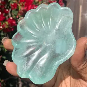 Natural Green Fluorite Crystal Shell Bowl Large