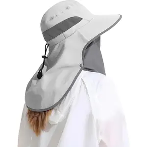 Outdoor Sun Hat Detachable Neck Face Flap UPF 50+UV Protection Visor Fishing Hats with Neck Flap for Men & Women