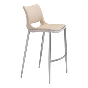 Ace Barstool (Set of 2) Light Pink & Silver