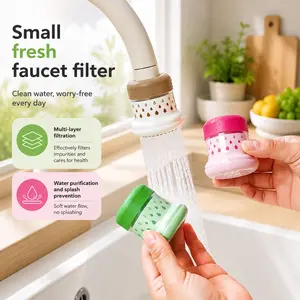 Miniature Water Faucet Filter with Multi-Layer Filtration for Fresh Water Kitchen Vegetable Washing Splash Guard Rotatable Water-Saving Purifier for Home Use