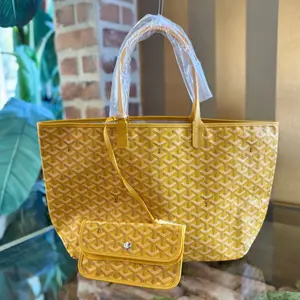 Pre-owned Goyard canvas Tote Bags Yellow Goyardine Saint Louis PM Tote