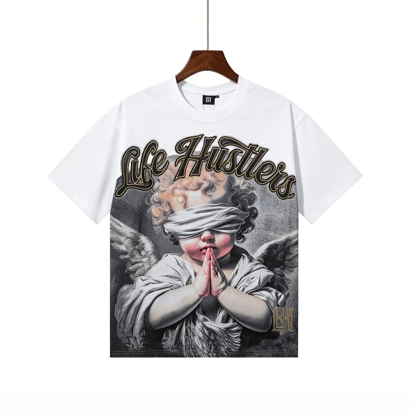 Life Hustlers Rhinestone Astronaut Graphic T-Shirt Oversized Streetwear Tee Y2K Aesthetic Cotton Short Sleeve Black White High Street Unisex Top