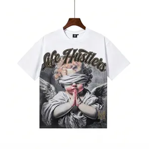 Life Hustlers Rhinestone Astronaut Graphic T-Shirt Oversized Streetwear Tee Y2K Aesthetic Cotton Short Sleeve Black White High Street Unisex Top