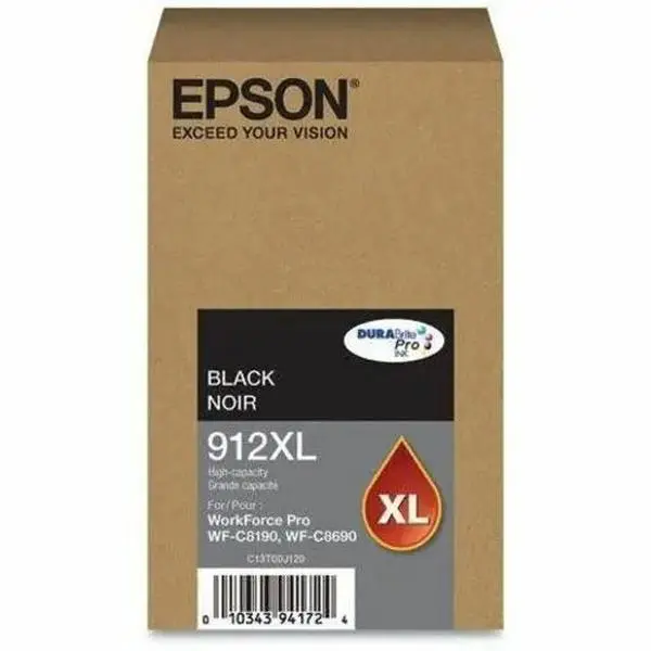 Epson DURABrite Pro 912XL Original High Yield Black Ink Cartridge for Epson WorkForce Pro Printers