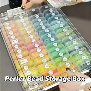 for Perler Beads storage boxes, Perler bead storage boxes, large boxes, individual seed bead accessories, nail art storage, transparent and visible, for organizing jewelry, made of PET material, simple to store, stain-proof and dustproof.