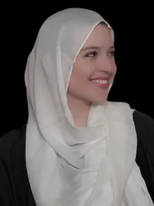 Plain Modal Hijabs Breathable Lightweight White 180x70cm Premium Soft Natural Fibers Classic Style Scarf