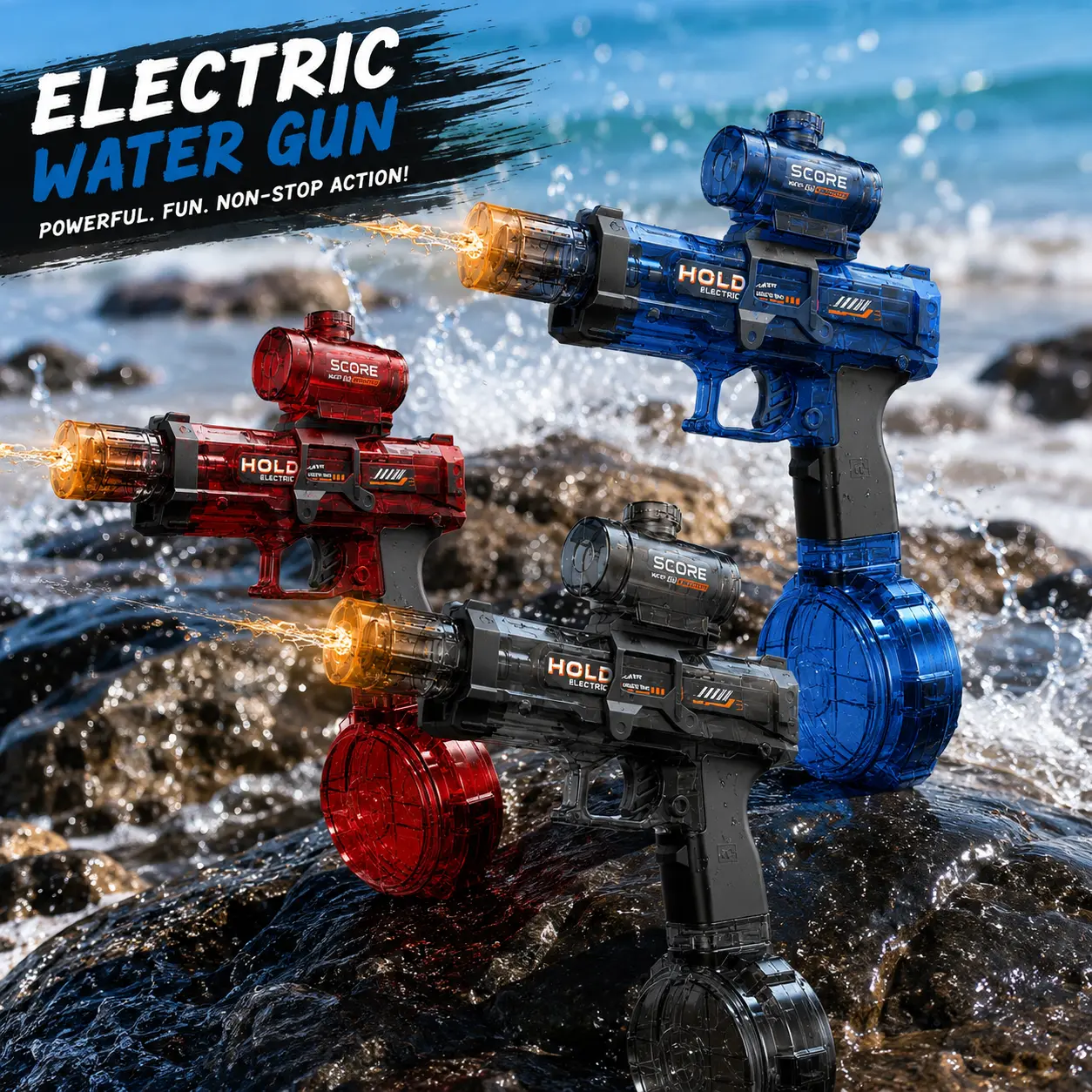 Ultimate Battle Water Blaster Powerful Electric Water Gun,  Automatic Squirt Blaster with Glowing Muzzle 320cc High Capacity, Up to 32 FT Range, Outdoor Summer Party Toy OutdoorFun for Adults &Kids Toys #Summervibes
