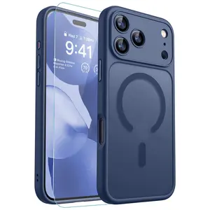 Magnetic Compatible with iPhone 17 16 15 14 13 12 11 Pro Max PLUS 17 AIR  Case, Upgraded [Full Camera Protection] [Compatible with Magsafe] [Translucent Matte] Shockproof Protective Phone Cover 6.9 Inch - Deep Purple