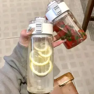 Portable Lightweight Large Capacity Sports Water Bottle, Clear Transparent Water Bottle, Outdoor Travel Office Essential Reusable Water Bottle, Drinkware