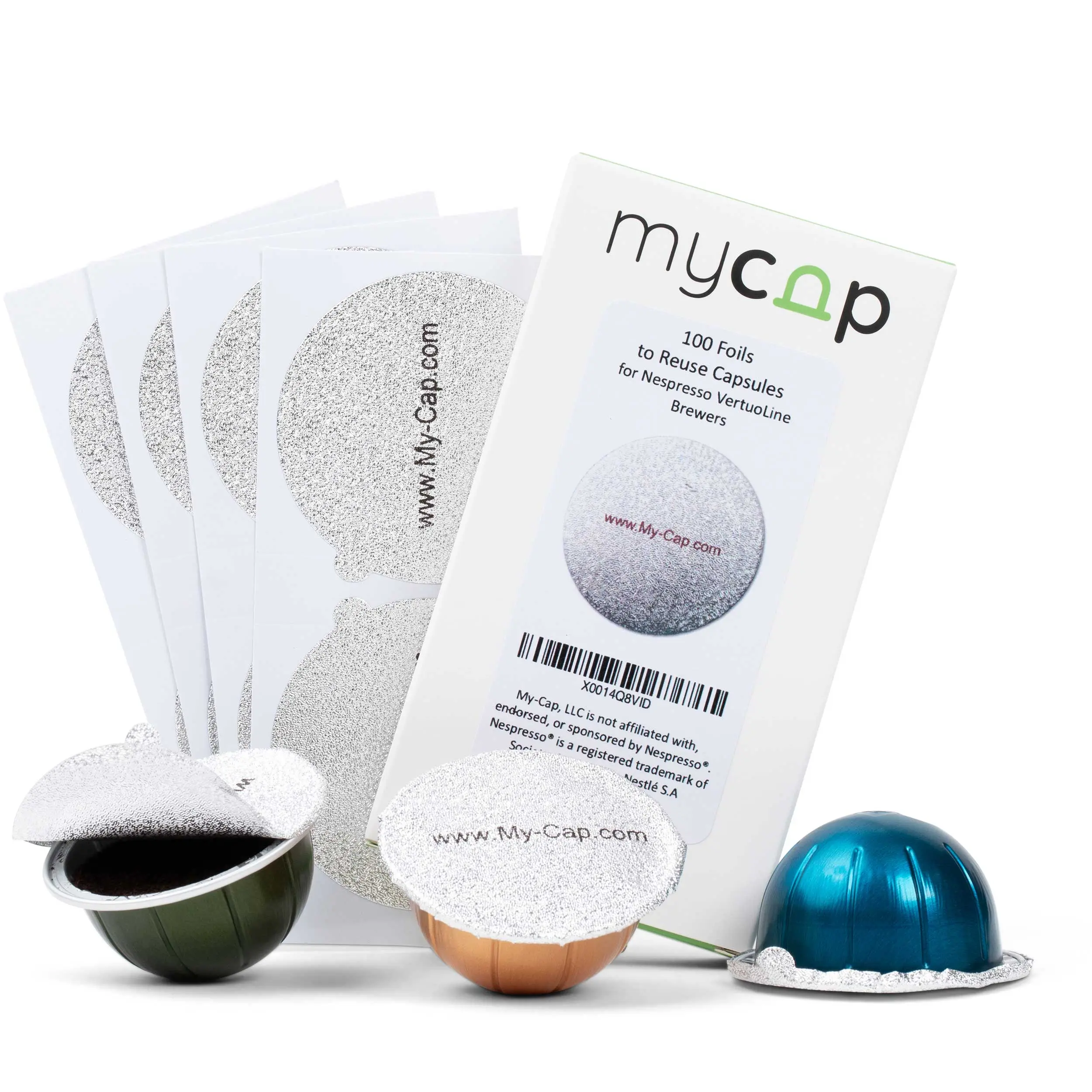 My-Cap's 100 Foils to Reuse Capsules for Nespresso Vertuoline Brewers My-Cap's 100 Foils to Reuse Capsules for Nespresso Vertuoline Brewers