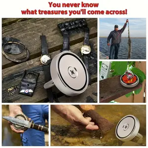 300lb Fishing Magnet Set, Strong Neodymium Rare Earth Magnets, 60mm Eye Bolt, Ideal for Rivers, Lakes, Underwater Treasure Hunting