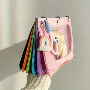 Rainbow 6-Color Oxford Cloth 3-Hole Ring Binder File Document Storage Bag, Includes Rainbow Accessories and Lanyard, Office Organizer