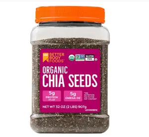 BetterBody Foods Organic Chia Seeds 2 lbs, 32 Oz, with Omega-3, Non-GMO, Gluten Free, Keto Diet Friendly, Vegan, Good Source of Fiber