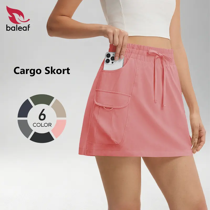 BALEAF Women's High Waisted Cargo Skort with Pockets  Tummy Control UPF 50+ Water Resistant Lightweight Stretch for Tennis Golf Hiking Gym Running Travel Casual Outdoor