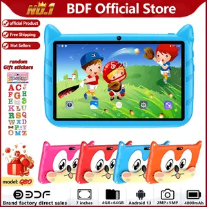 Kids Touchscreen Tablet, 7 Inch Android 13, 4GB RAM 64GB ROM, 1280x800 IPS Display, Parental Control, 4000mah, Dual Camera, Shockproof Case, Gift