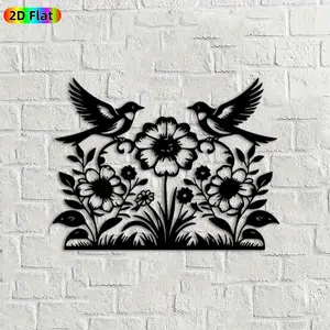 1pc Bird & Flower Metal Wall Art, Charming Bird & Flower Statue Mural, Ideal Gift for Easter, Mothers Day, Nature Decor Enthusiasts, Perfect for Garden Fence & Living Room Wall, Unique Outdoor & Indoor Wall Art