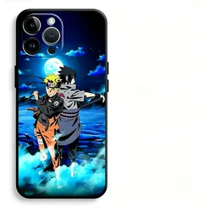 Cool anime-style Uchiha Sasuke design liquid metal phone case, compatible with iPhone 17, 16, 15, 14, 13, and 12. Premium, delicate, fully covered, soft and supple protective case.